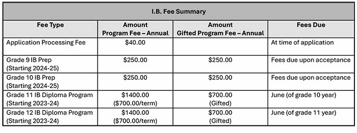 IB Fees Summary