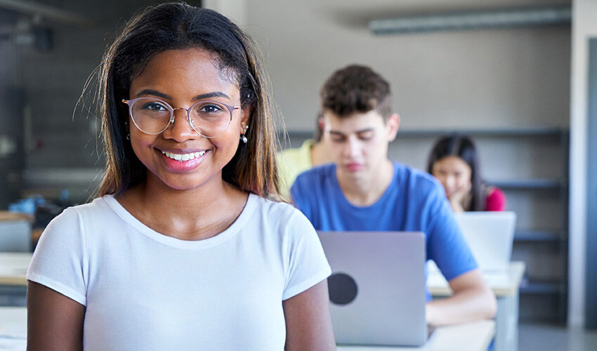 Secondary student in classroom.